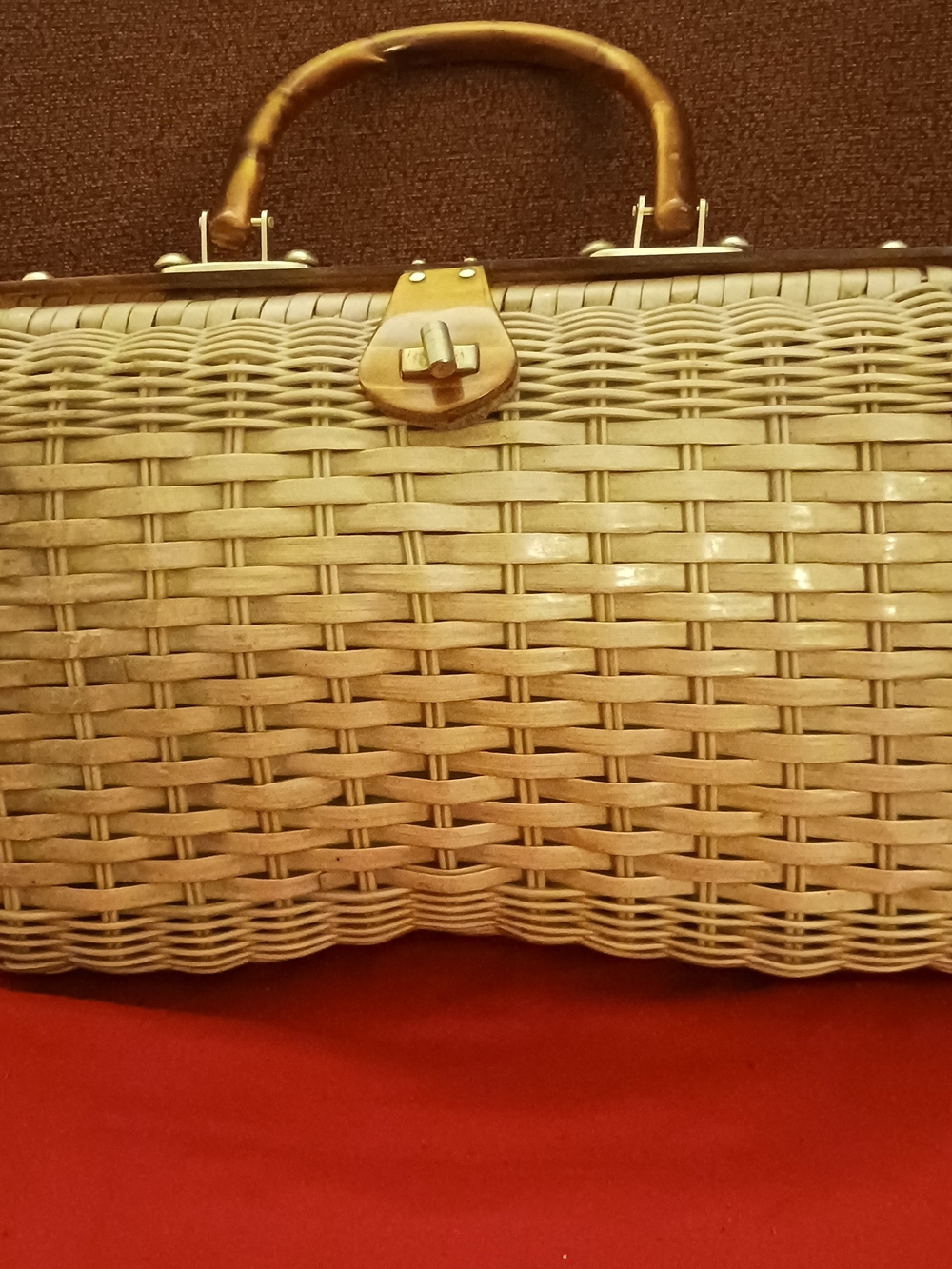 Woven Rattan Handbag - Natural Tan